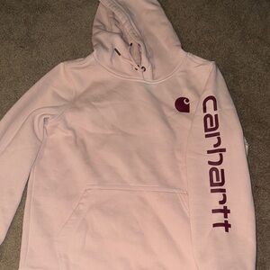 Carhartt Pink Hoodie with Maroon Logo